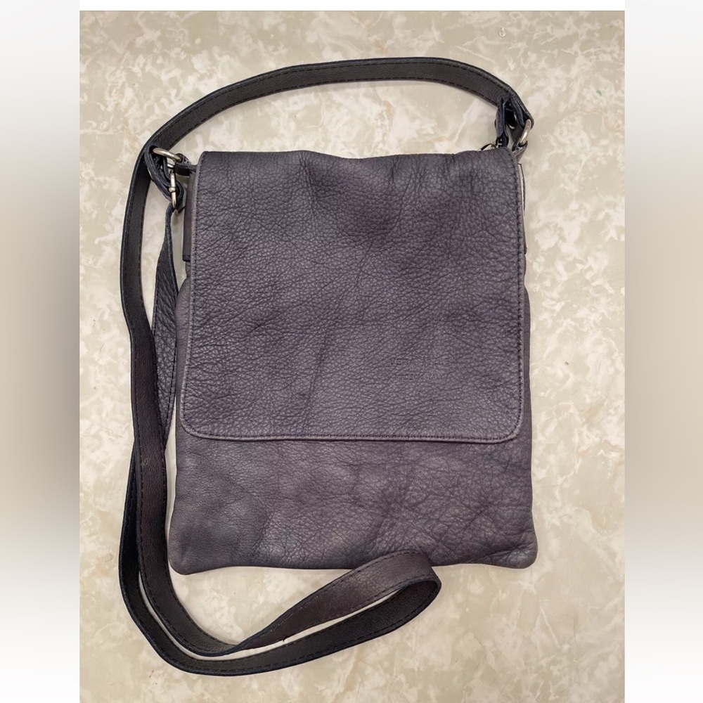 Vera Pelle Vintage Crossbody Bag Purse Navy Blue Leather